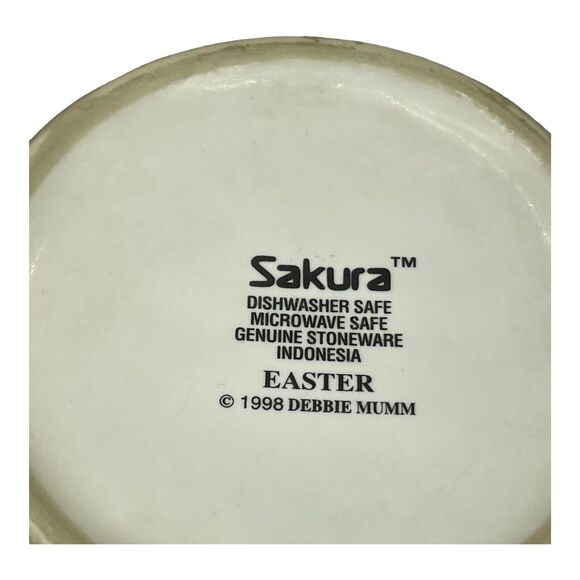 Sakura Debbie Mumm 1998 Easter Bunnies Bunny Rabbit Cup Mug - Green - Picture 6 of 7